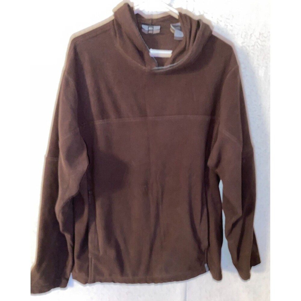 REI CO-OP Outdoors Athletic Hoodie Hiking Camping Mens Sz L Brown Fleece